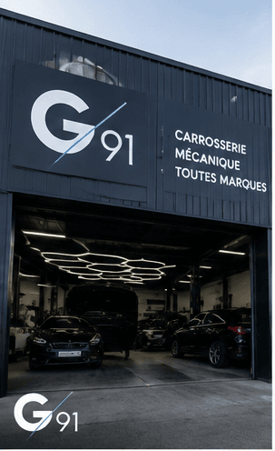 Façade de l'atelier Garage 91 à Vigneux-sur-Seine, carrosserie et mécanique toutes marques